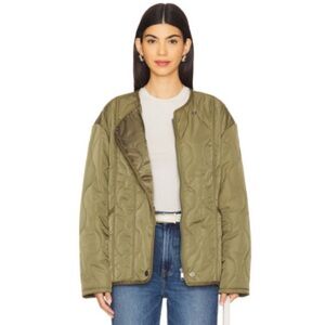 Pistola Oversized Olive Quilted Jacket